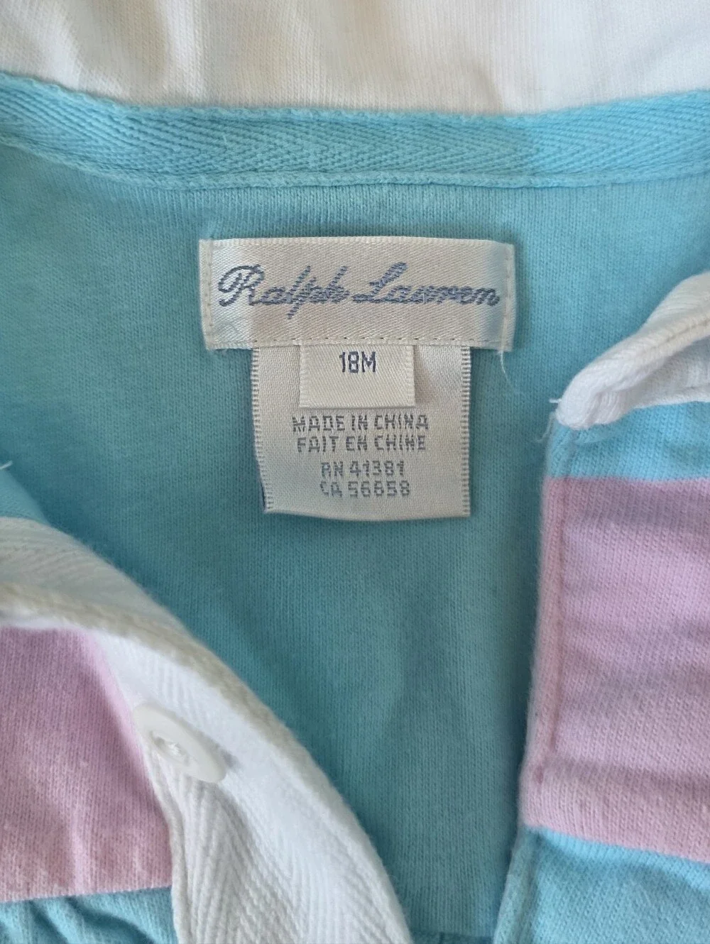 Ralph Lauren Baby Polo Dress - Light Blue & Pink
